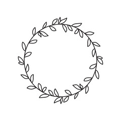 Elegant black and white circular floral wreath with delicate leaves on a transparent background symbolizing nature growth and simplicity