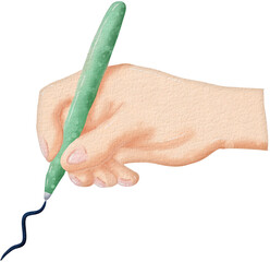 Watercolor Hand Writing With Green Pen