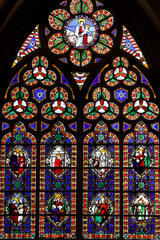 Bayeux cathedral. Stained glass.  Bayeux.  France.