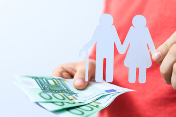 Conceptual image showing retirement planning with money, elderly couple, and financial security....