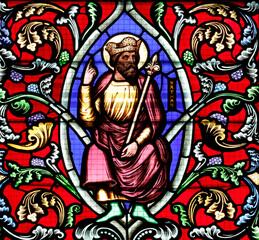 Fototapeta premium Bayeux cathedral. Stained glass. King Nathan. Bayeux. France.