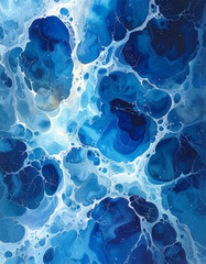 The abstract blue water color pattern resembles interconnected neurons background