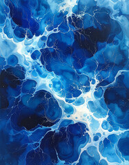 The abstract blue water color pattern resembles interconnected neurons background