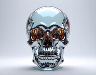 Sleek Chrome Skull with Glowing Eyes