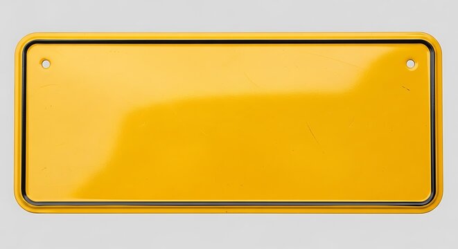 Blank Yellow License Plate - Vehicle Identification and Customization.