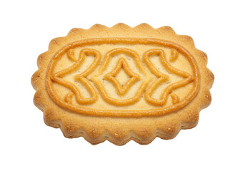 Isolated close up shot of delicious decorative shortbread biscuit studio shot