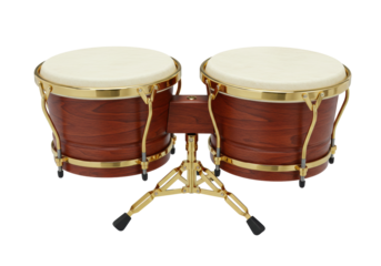 Isolated percussion drums with stand, latin bongo instruments for studio music session