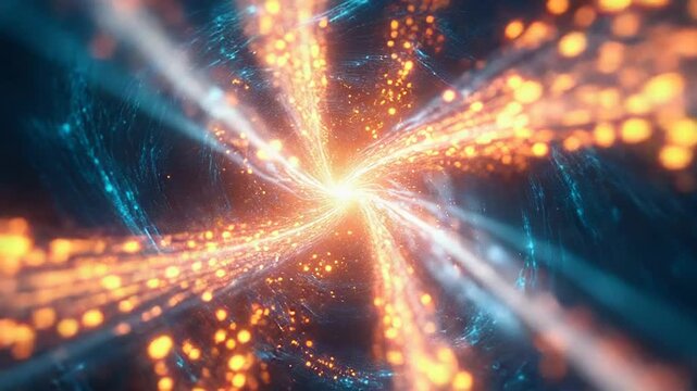 Abstract technology network creating digital data swirl