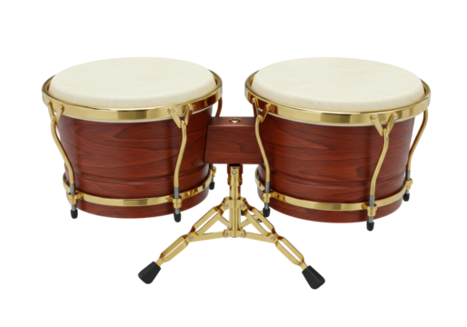 Isolated percussion drums with stand, latin bongo instruments for studio music session