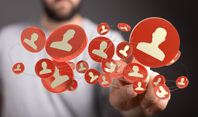 3D render. Connecting people. Social media network. Community of people. Internet connection business. Human resources. Teamwork concept.