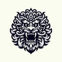 Barong head tattoo vector illustration