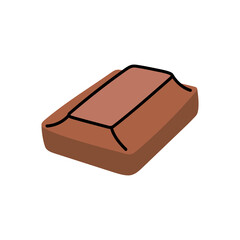 Brown Rectangular Object With Black Outline And Flat Top Surface On White Background