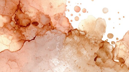 Brown watercolor texture with organic fluid stains and gradient splashes creating artistic background
