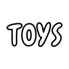 Bold Outline Text TOYS Word Art Isolated on Transparent Background Playful Design Element