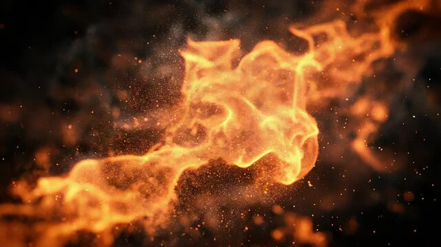 Dynamic fire and sparks creating abstract energy background