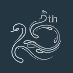 25th anniversary vector logo in the shape of a swan and a peacock