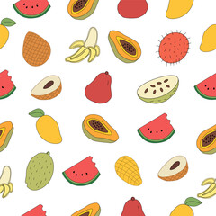 seamless pattern with fruits. Seamless background with fruits.. seamless pattern with fruit. set of fruits. Tropical Essence Fruit Collection. Elegant Exotic Fruits Illustration. 
