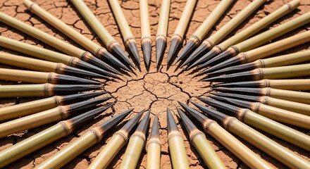 Bamboo spear tips in a circle, representing unity and national resistance