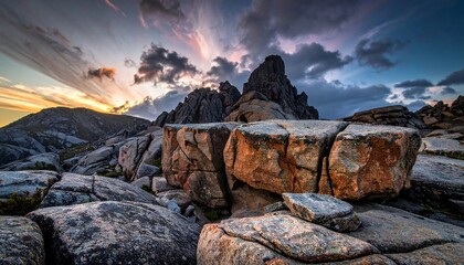Dramatic mountain sunset