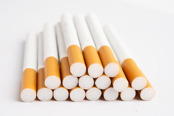 Cigarette, roll tobacco in paper with filter tube, No smoking.