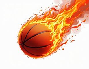 Fototapeta premium Fiery Basketball Action in Urban Sports Arena Vibrant Digital Artwork Energetic and Dynamic Scene