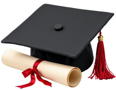 Graduation Celebration University Campus Graduation Cap and Diploma Festive Atmosphere Close-Up View Academic Achievement - Powered by Adobe