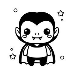 Vampire halloween cute spooky outline illustration
