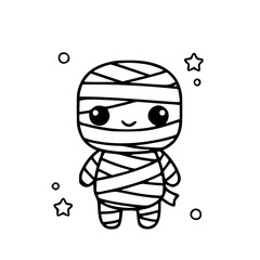 Mummy halloween cute spooky outline illustration