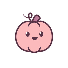 Cute little pastel pumpkin character with happy face illustration
