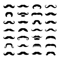 Collection of Various Mustache Styles in Black and White A Comprehensive Guide to Different Facial Hair Designs and Grooming