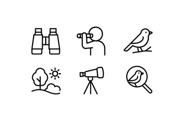 Obraz premium Simple line art of bird watching elements for nature enthusiasts