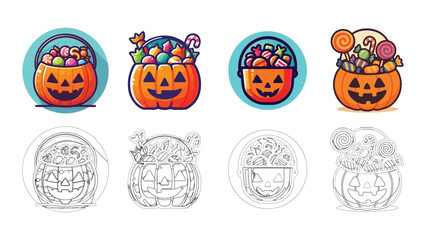 Halloween Pumpkin Basket Filled with Candies