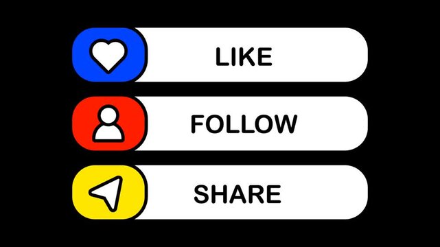 Colorful social media interaction buttons for engagement.