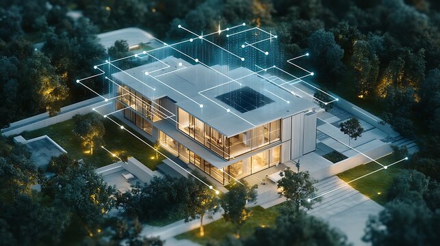 Modern house with smart technology and connection to the internet