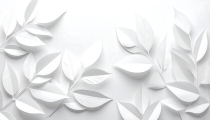 Elegant white paper leaves illustration on a white background