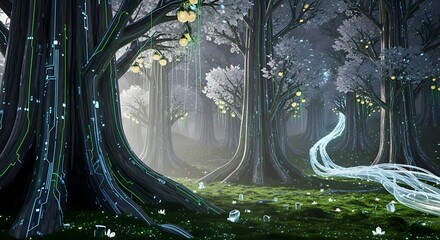 Enchanted Forest - A Mystical Realm of Light and Shadow.