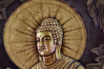 Truc Lam Chanh Giac Zen Monastery. Standing Buddha symbolizes courage and protection, with a raised hand offering fearlessness and peace. Cai Lay. Vietnam.