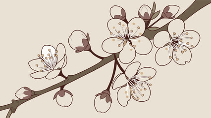 Blooming Branch Illustration.