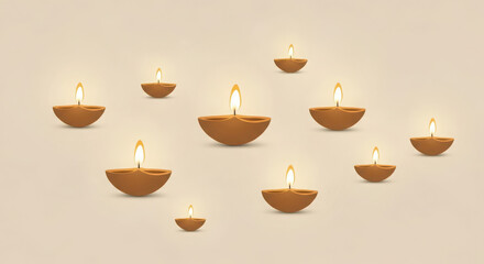Illuminated diya lamps creating a warm and festive ambiance