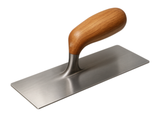 Flat metal joint smoother with a straight edge and wooden handle for masonry tasks.