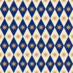 Gold Star Diamond Seamless Pattern, Elegant Retro Christmas Background