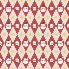 Santa Claus Diamond Seamless Pattern, Cute Minimal Christmas Background