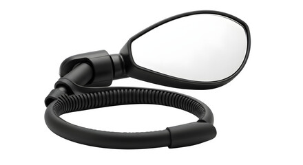 Black bicycle mirror for safety, providing clear rear view isolated on transparent background, ensuring safe cycling and awareness of surroundings