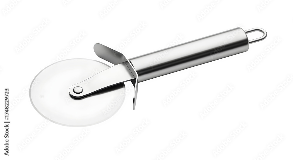 Wall mural pizza cutter with stainless steel handle isolated on transparent background, a sharp and efficient t