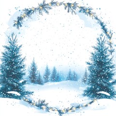 christmas tree covered with snow in winter landscape