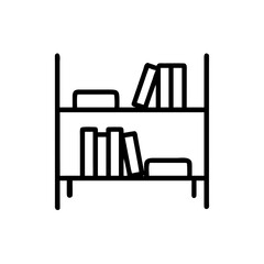 Fototapeta premium Minimalist bookshelf illustration featuring various books and decorative items, showcasing a clean design with ample space for text and creative ideas