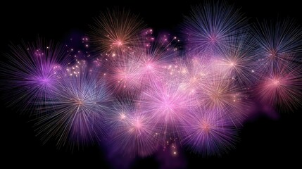 Colorful Fireworks Burst in Vibrant Display Against Dark Night Sky Creating a Magical Festive Atmosphere