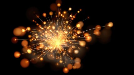 Obraz premium Bright and Vibrant Sparkling Explosion with Glowing Lights and Radiant Particles on a Black Background