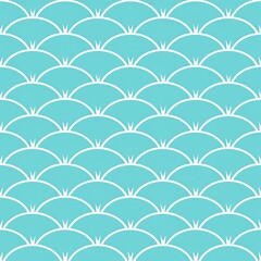 Seamless teal and white fish scale pattern