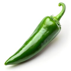 Green Serrano Chili Pepper on White Background Serrano pepper